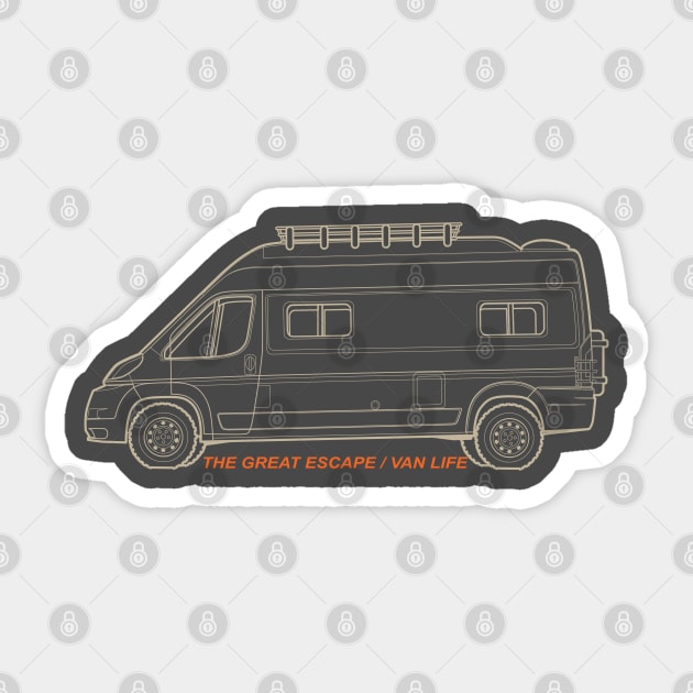 Camper Van, The Great Escape / Van Life Sticker by Bluevolksmann